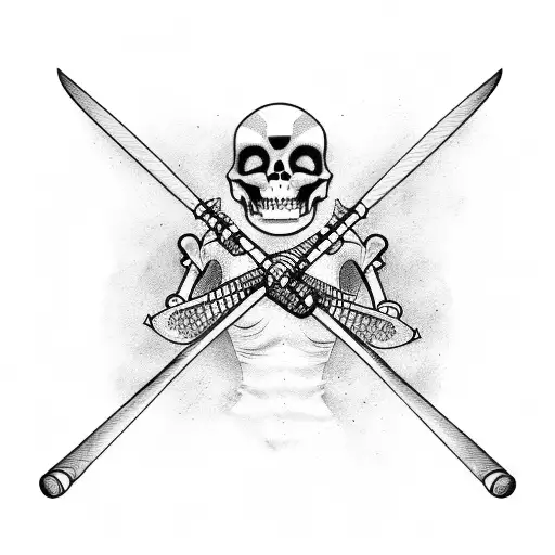 Softball player with a skeleton bat tattoo design idea