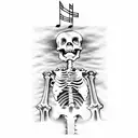 Musical notes forming a skeleton playing a guitar tattoo design idea