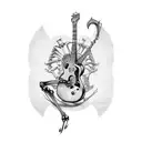 Musical notes forming a skeleton playing a guitar tattoo design idea