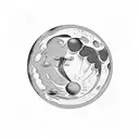 Seattle skyline with a mariners baseball as the moon tattoo design idea