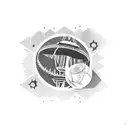 Seattle skyline with a mariners baseball as the moon tattoo design idea