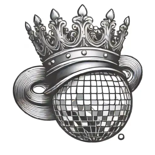 disco ball with a crown tattoo design idea