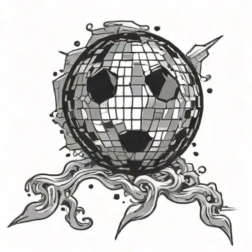disco ball breaking tattoo design idea