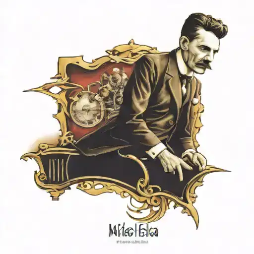 nikola tesla potrait tattoo design idea