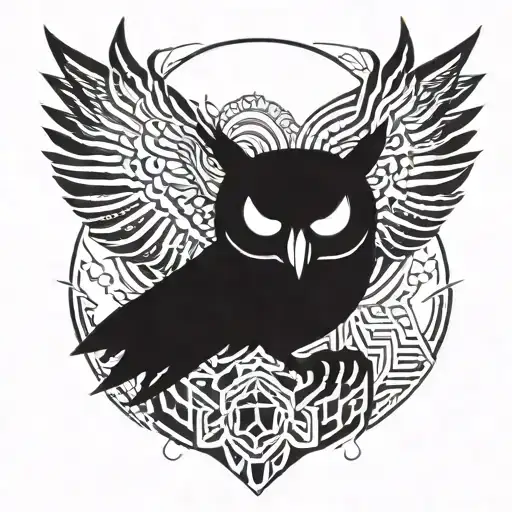 Abstract geometric design incorporating an owl silhouette tattoo design idea