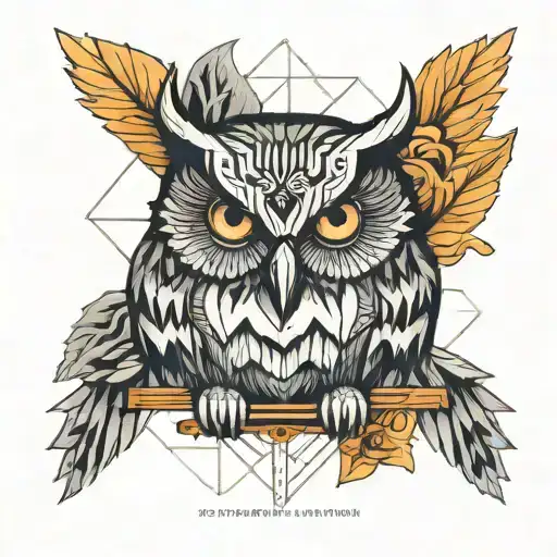 Abstract geometric design incorporating an owl silhouette tattoo design idea