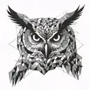 Abstract geometric design incorporating an owl silhouette tattoo design idea