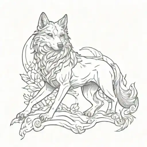 Roman, she-wolf mythology, black and white tattoo design idea