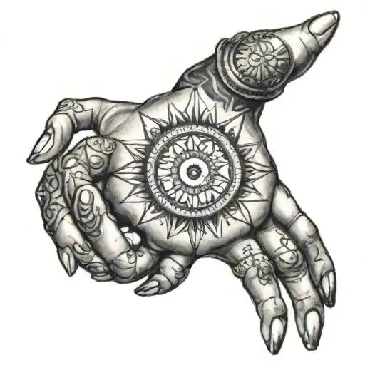 kurdish sun on the hand tattoo design idea