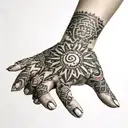 kurdish sun on the hand tattoo design idea
