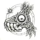 kurdish sun on the hand tattoo design idea