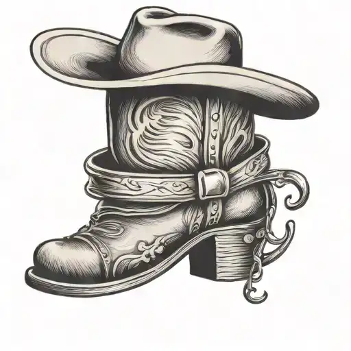 cowboy boot wearing a cowboy hat tattoo design idea