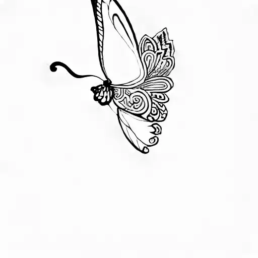 a cat and a butterfly tattoo design idea