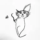 a cat and a butterfly tattoo design idea