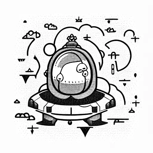 Short Fat Martian In UFO tattoo design idea