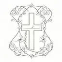 cross surrounded with rosary wrapped tattoo design idea