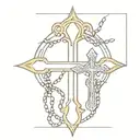 cross surrounded with rosary wrapped tattoo design idea