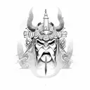 oni mask with japanese samurai tattoo design idea