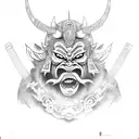 oni mask with japanese samurai tattoo design idea