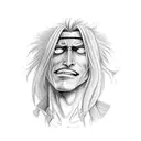 Create a realistic portrait of Alucard from Hellsing with a PS5 controller in his hand tattoo design idea