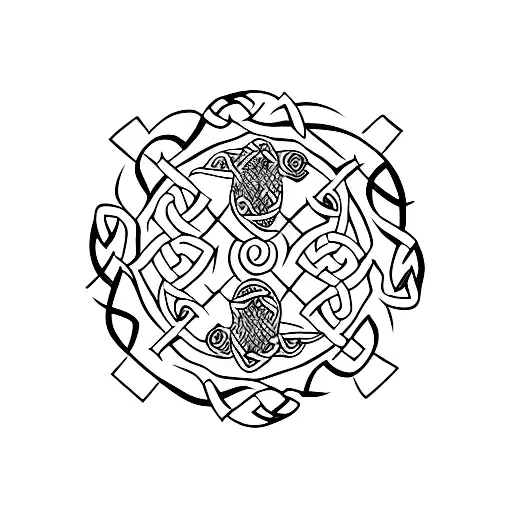 Celtic Salmon fish tattoo design idea