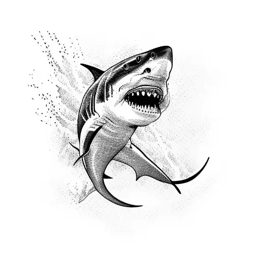 shark jumping out of water drawing