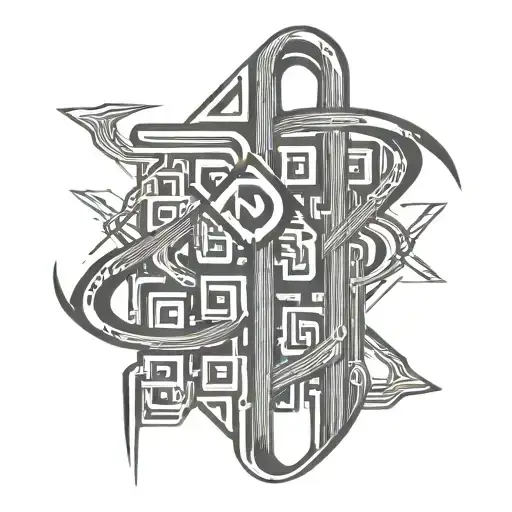 A hacker symbol intertwined with binary code tattoo design idea