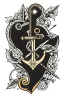 anchor heart with arrows compass and clock  tattoo design idea