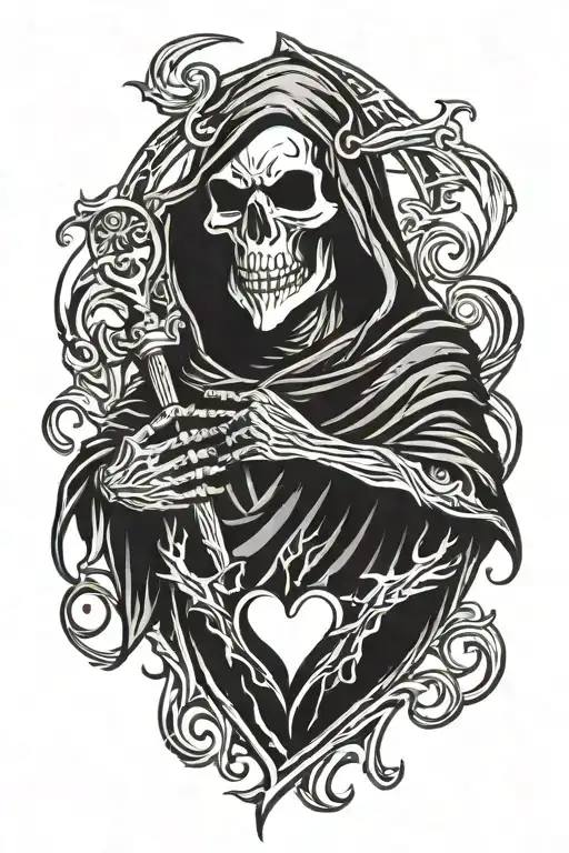 Grim Reaper Sacred Heart tattoo design idea