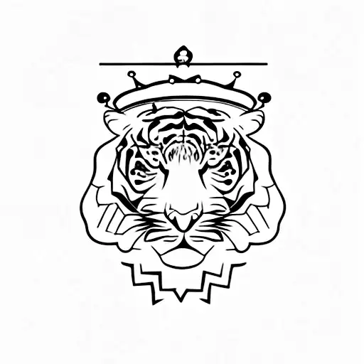 baby tiger with a crown tattoo design idea
