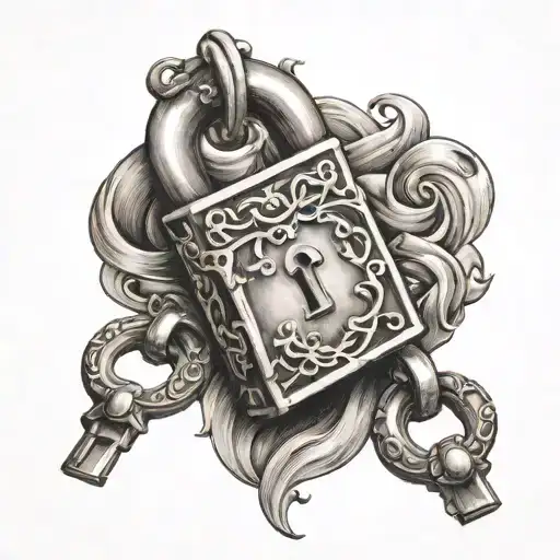 padlock soul leaving the body tattoo design idea