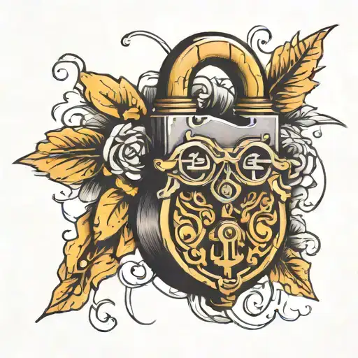 padlock soul alone  tattoo design idea