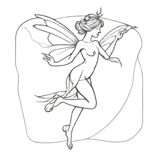 Fairy flying up  tattoo design idea