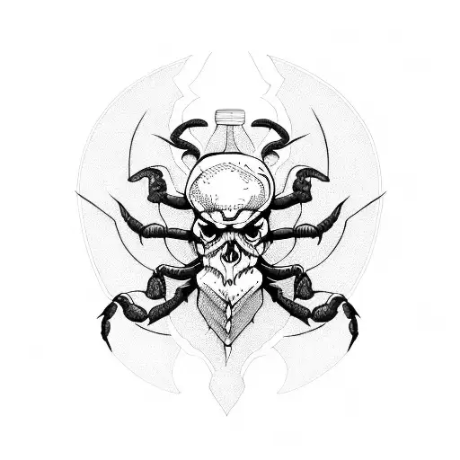 scorpion with skulls tattoo design idea