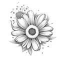 Two pocket watches surrounded by flowers. mix of Daisy, Tulip, marigold and Cosmo  tattoo design idea