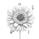 Two pocket watches surrounded by flowers. mix of Daisy, Tulip, marigold and Cosmo  tattoo design idea