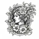 Hera and flowers  tattoo design idea