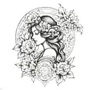 Hera and flowers  tattoo design idea