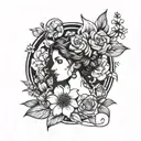 Hera and flowers  tattoo design idea