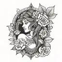 Hera and flowers  tattoo design idea