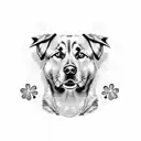 dog face half labrador half husky with a three leaf clover tattoo design idea