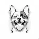 dog face half labrador half husky with a three leaf clover tattoo design idea