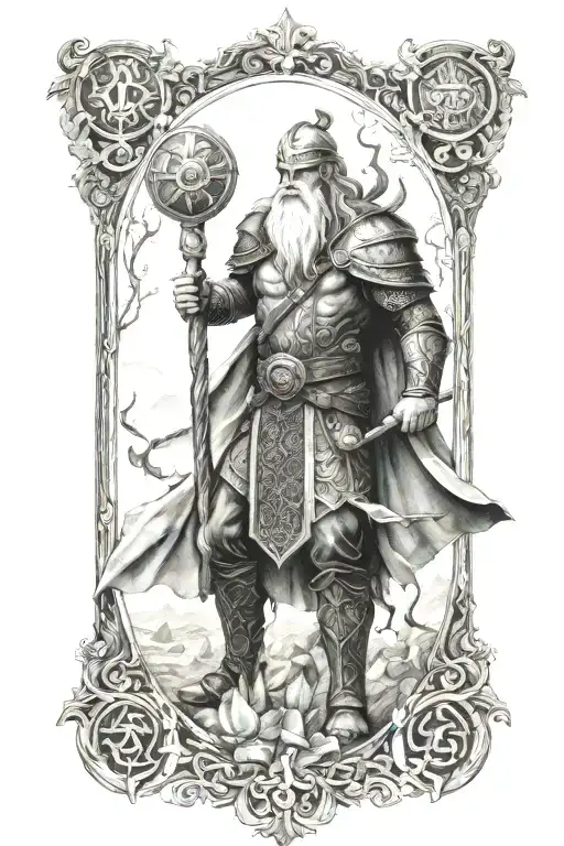 Eir norse mythology scene tattoo design idea