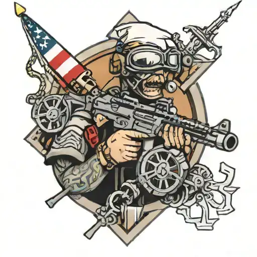 patriotic combat engineer  tattoo design idea