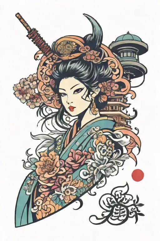 Japanese style sleeve from wrist to shoulder tattoo design idea