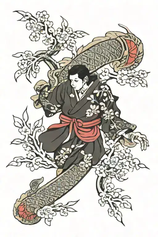 Japanese style sleeve from wrist to shoulder tattoo design idea