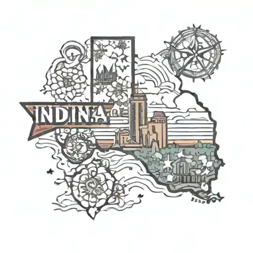 indiana and texas outline combined  tattoo design idea