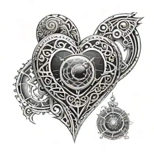 moon heart shaped locket tattoo design idea