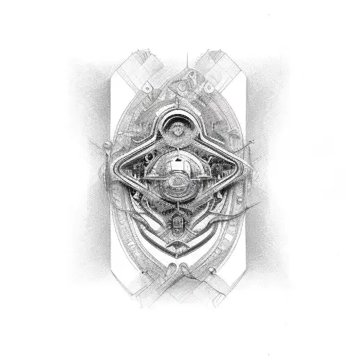A detailed sketch of a vintage car with intricate welding patterns incorporated into the design tattoo design idea