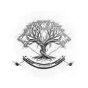 A family tree intertwined with welding tools and equipment, symbolizing the strong bond between family and work tattoo design idea